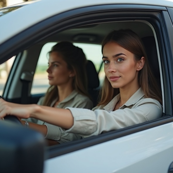 متدربة تتعلم ركن السيارة